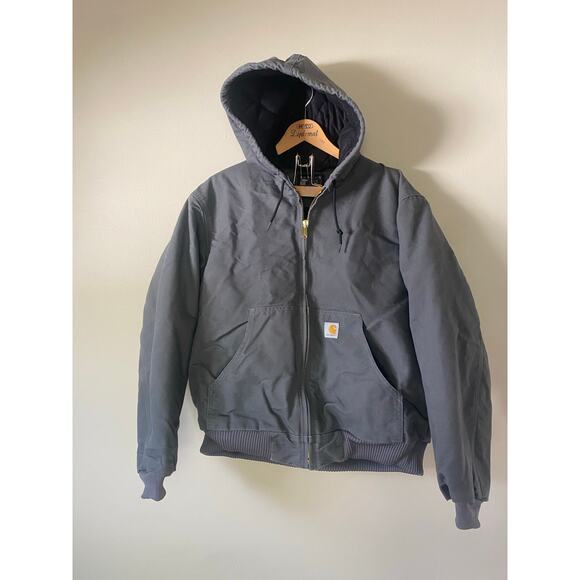 Carhartt Mens Loose Fit Duck Insulated Chore Work Jacket Hood Size Large J140-M - Picture 1 of 6
